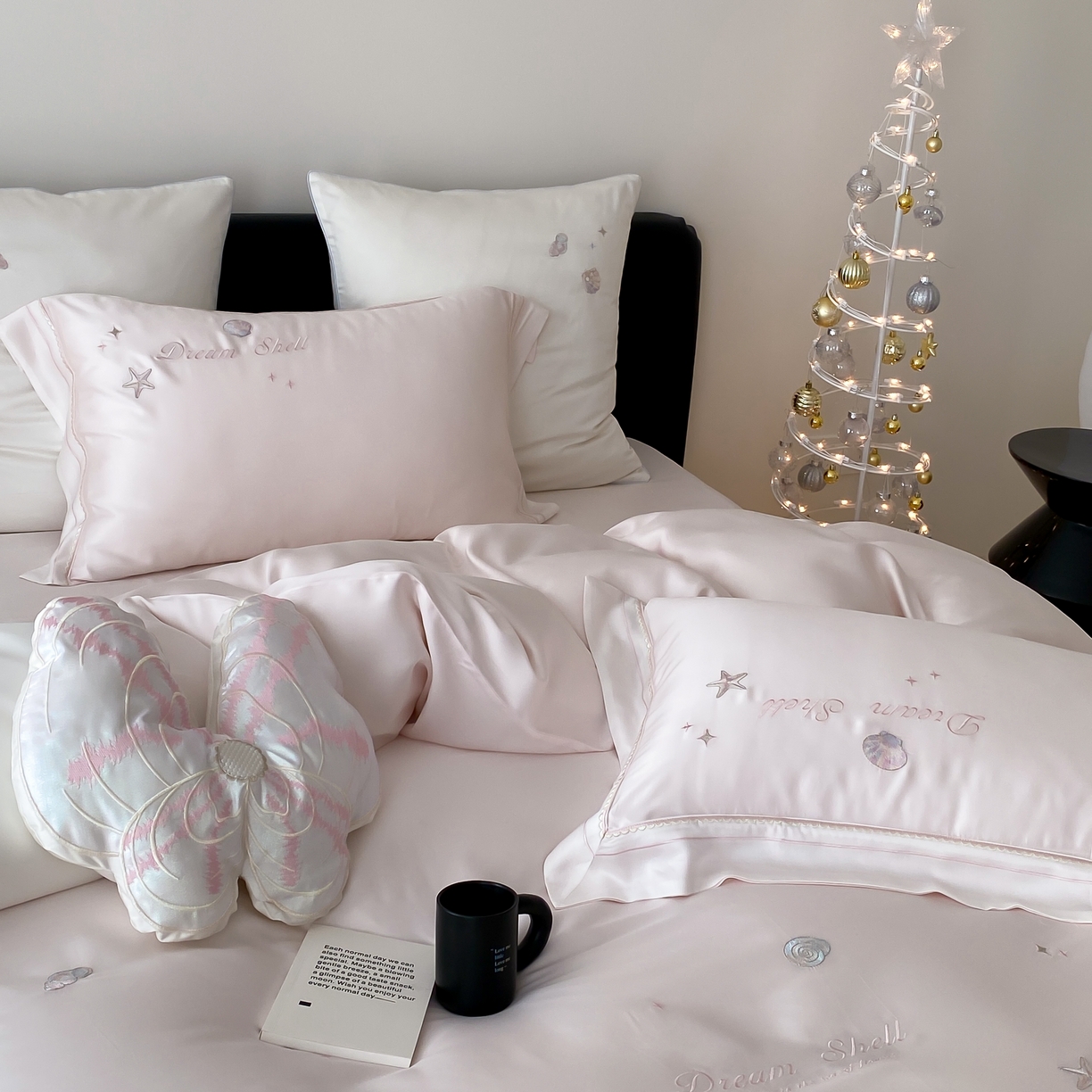 91家纺网 家纺一手货源 找家纺 MIU缪家居 2025新款60支兰精天丝四件套 海洋之星-琉璃粉