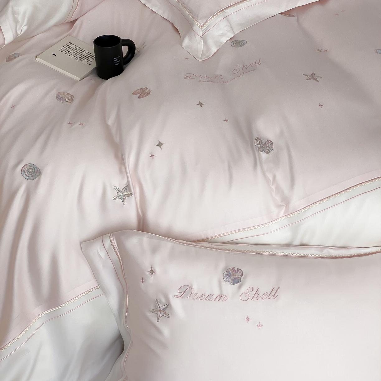 91家纺网 家纺一手货源 找家纺 MIU缪家居 2025新款60支兰精天丝四件套 海洋之星-琉璃粉