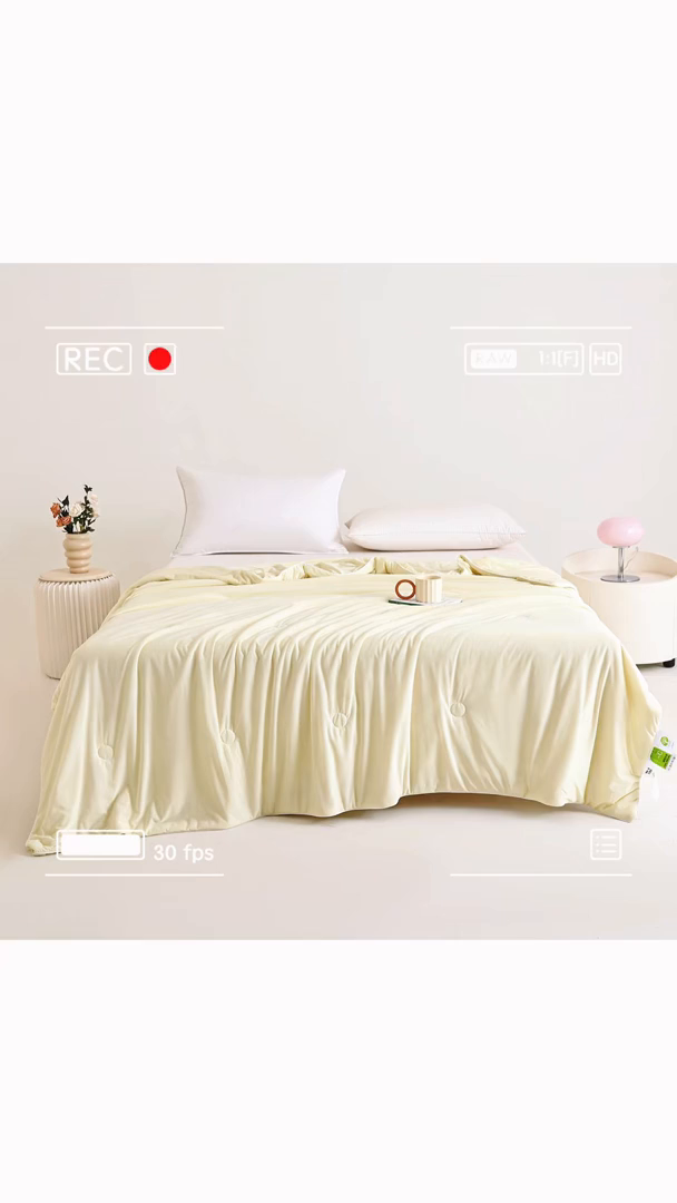 91家纺网 家纺一手货源 找家纺 金帛坊 2025新款凉感丝氨纶夏被夏凉被空调被 浅米黄