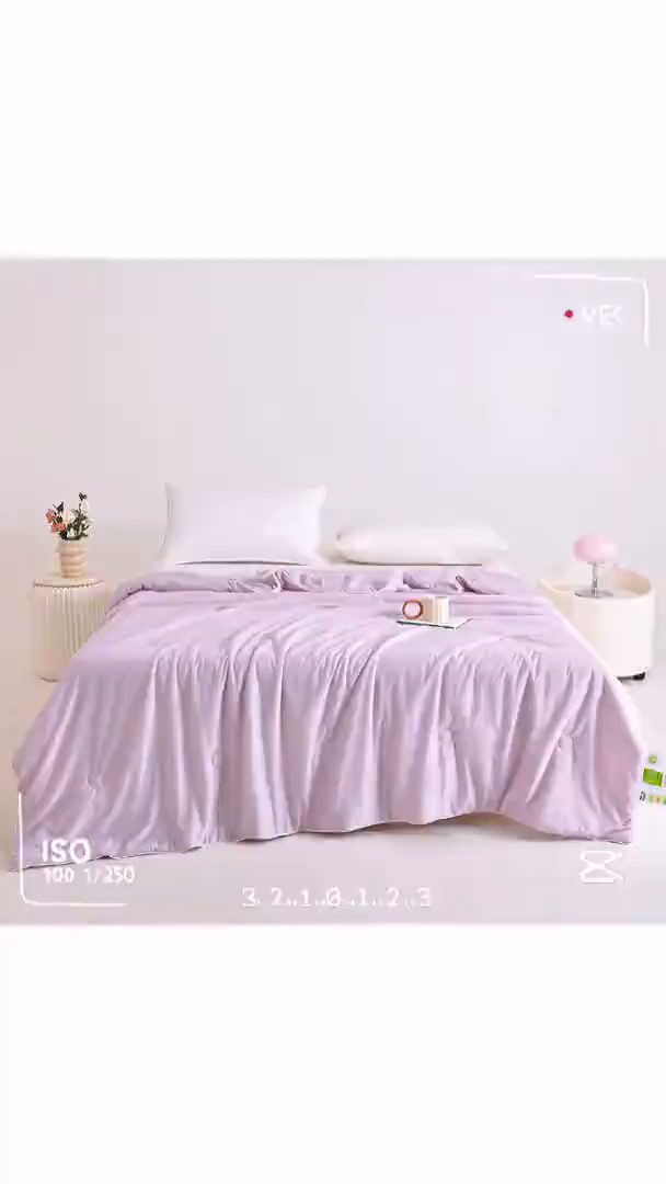 91家纺网 家纺一手货源 找家纺 金帛坊 2025新款凉感丝氨纶夏被夏凉被空调被 优雅紫