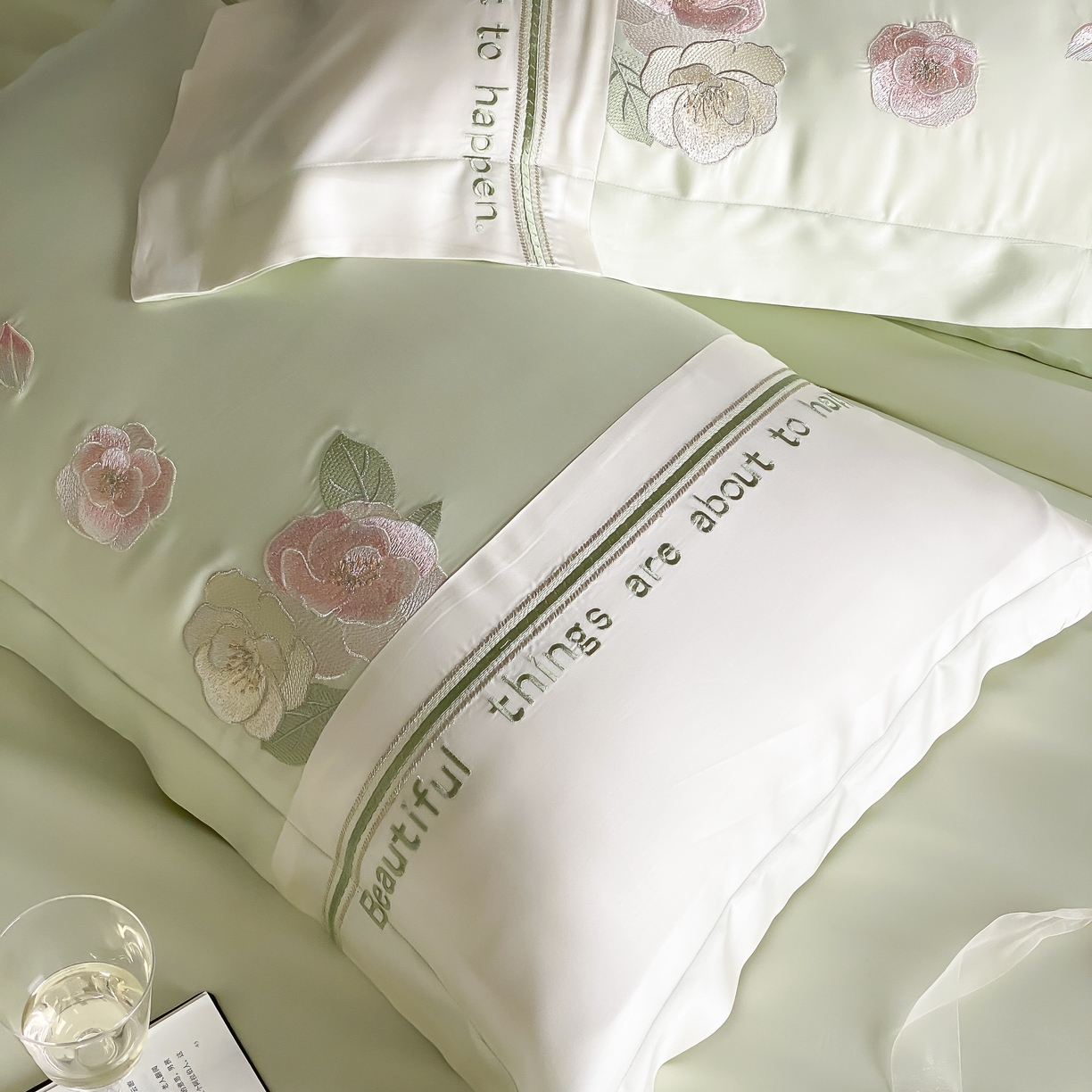 91家纺网 家纺一手货源 找家纺 MIU缪家居 2025新款60支兰精天丝四件套 沁山茶-半夏绿