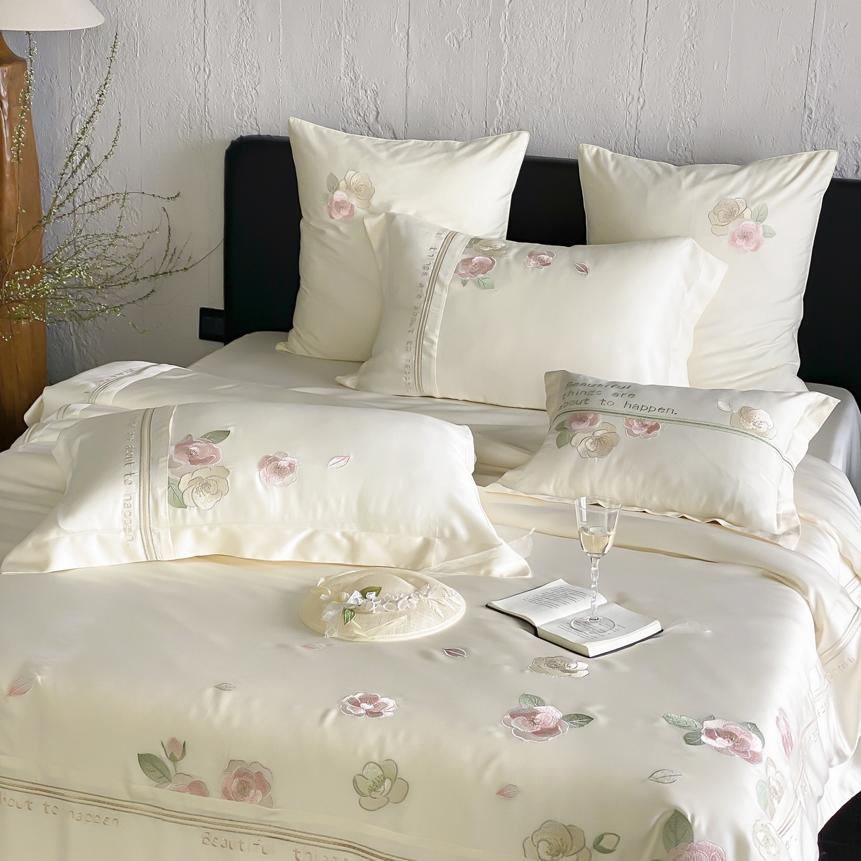 91家纺网 家纺一手货源 找家纺 MIU缪家居 2025新款60支兰精天丝四件套 沁山茶-清雅白