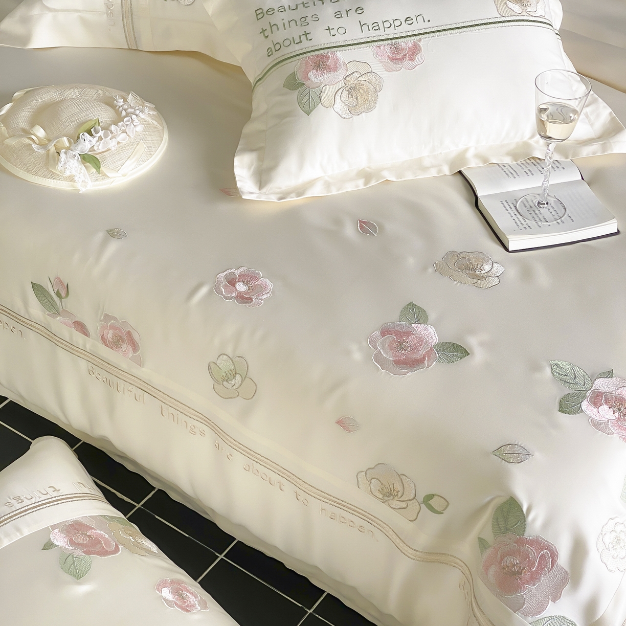 91家纺网 家纺一手货源 找家纺 MIU缪家居 2025新款60支兰精天丝四件套 沁山茶-清雅白