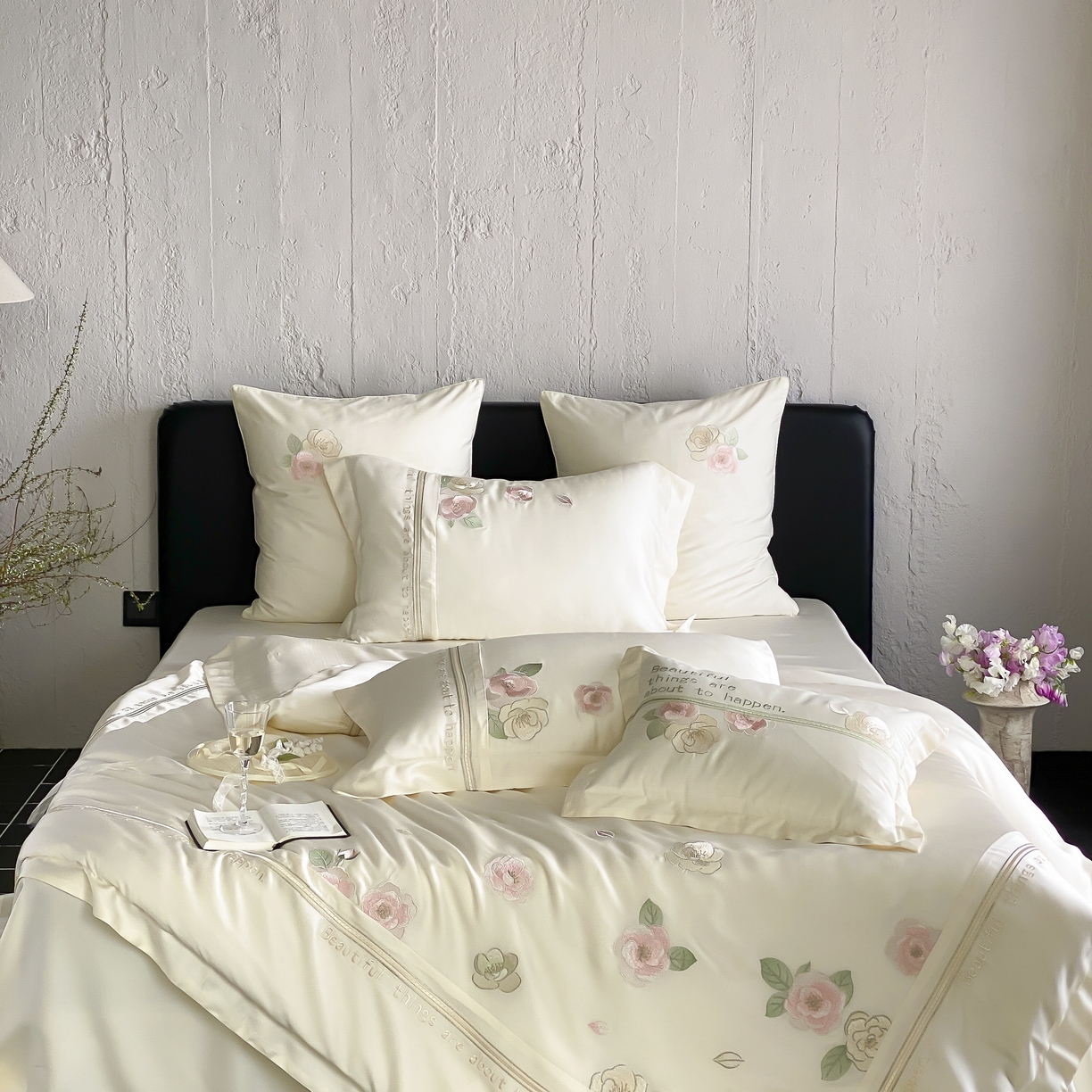 91家纺网 家纺一手货源 找家纺 MIU缪家居 2025新款60支兰精天丝四件套 沁山茶-清雅白