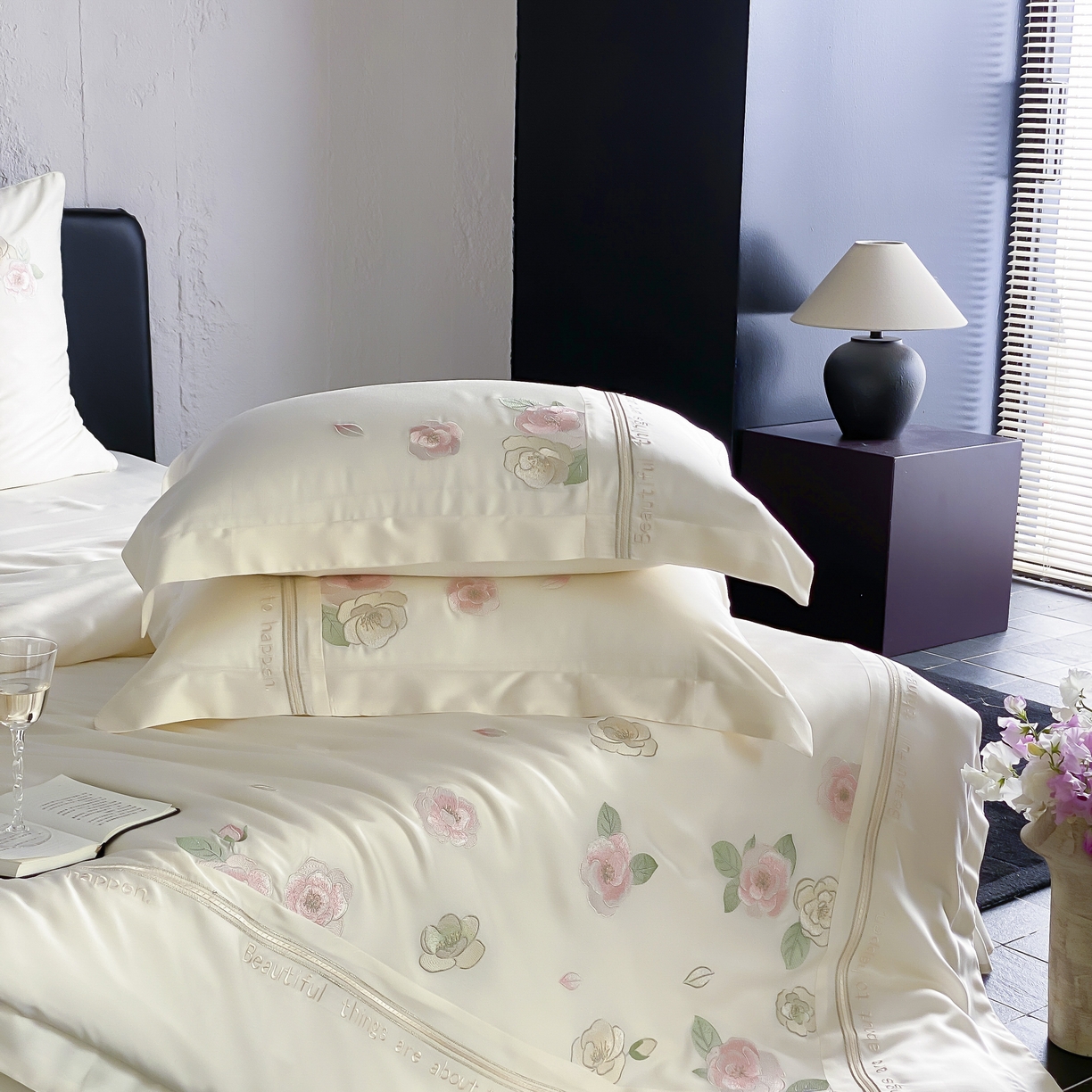 91家纺网 家纺一手货源 找家纺 MIU缪家居 2025新款60支兰精天丝四件套 沁山茶-清雅白