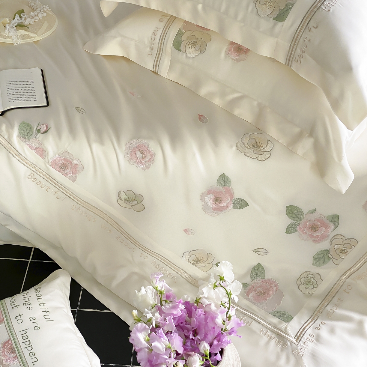 91家纺网 家纺一手货源 找家纺 MIU缪家居 2025新款60支兰精天丝四件套 沁山茶-清雅白