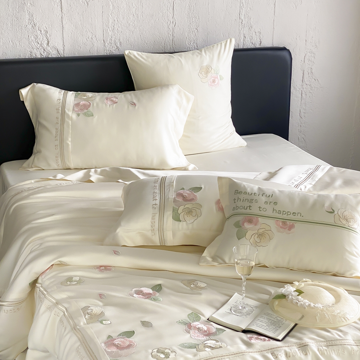 91家纺网 家纺一手货源 找家纺 MIU缪家居 2025新款60支兰精天丝四件套 沁山茶-清雅白