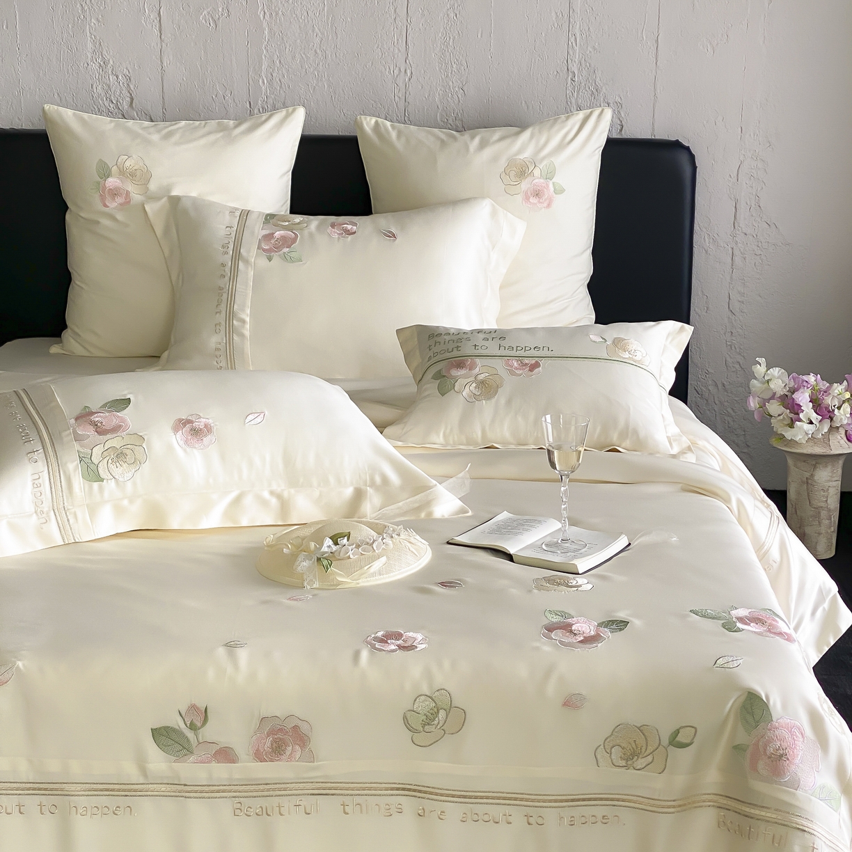 91家纺网 家纺一手货源 找家纺 MIU缪家居 2025新款60支兰精天丝四件套 沁山茶-清雅白