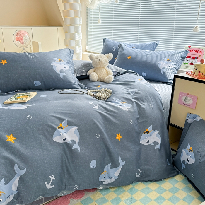 91家纺网 家纺一手货源 找家纺  （提供买家秀 爆款花型 不断货）2025新款单被套全棉印花单被套小清新简约系列单被套 海洋之星