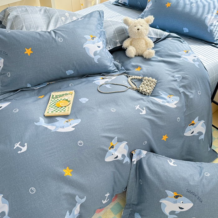 91家纺网 家纺一手货源 找家纺  （提供买家秀 爆款花型 不断货）2025新款单被套全棉印花单被套小清新简约系列单被套 海洋之星