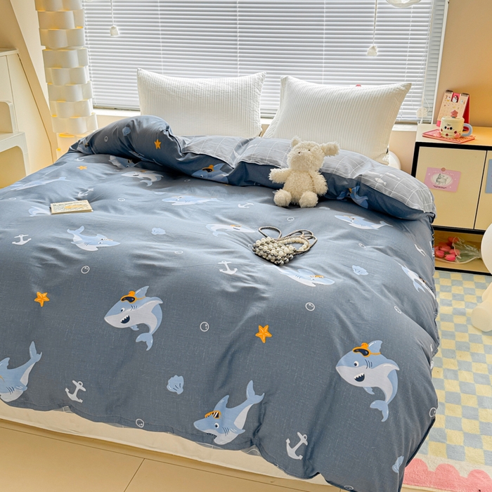 91家纺网 家纺一手货源 找家纺  （提供买家秀 爆款花型 不断货）2025新款单被套全棉印花单被套小清新简约系列单被套 海洋之星