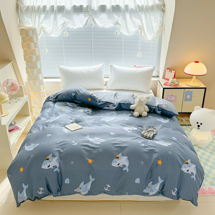 91家纺网 家纺一手货源 找家纺  （提供买家秀 爆款花型 不断货）2025新款单被套全棉印花单被套小清新简约系列单被套 海洋之星