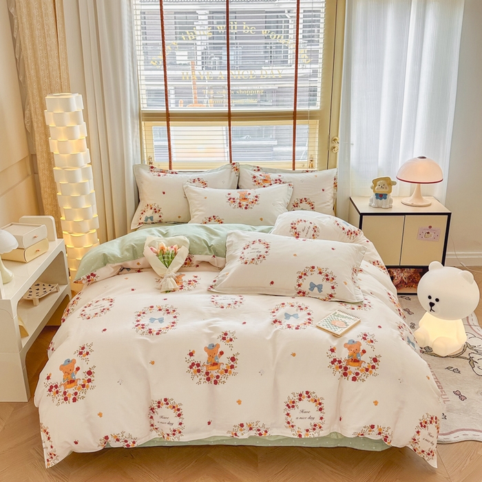 91家纺网 家纺一手货源 找家纺  （提供买家秀 爆款花型 不断货）2025新款单被套全棉印花单被套小清新简约系列单被套 花园熊