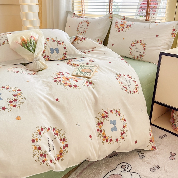 91家纺网 家纺一手货源 找家纺  （提供买家秀 爆款花型 不断货）2025新款单被套全棉印花单被套小清新简约系列单被套 花园熊