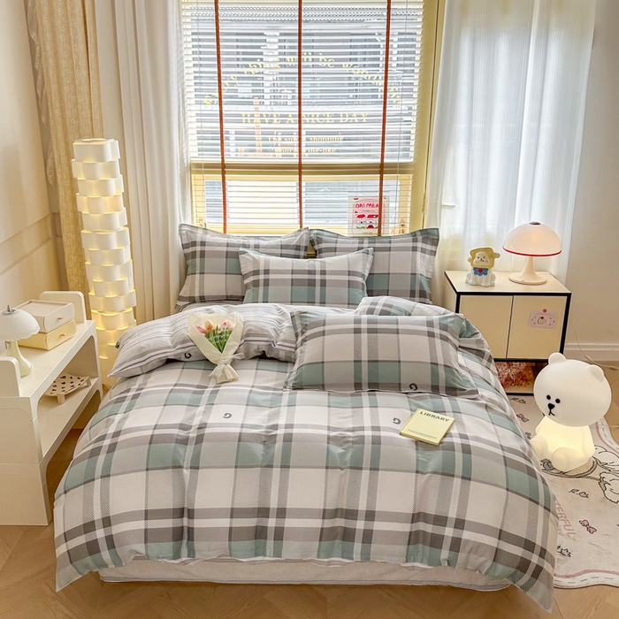 91家纺网 家纺一手货源 找家纺  （提供买家秀 爆款花型 不断货）2025新款单被套全棉印花单被套小清新简约系列单被套 街角咖啡-灰