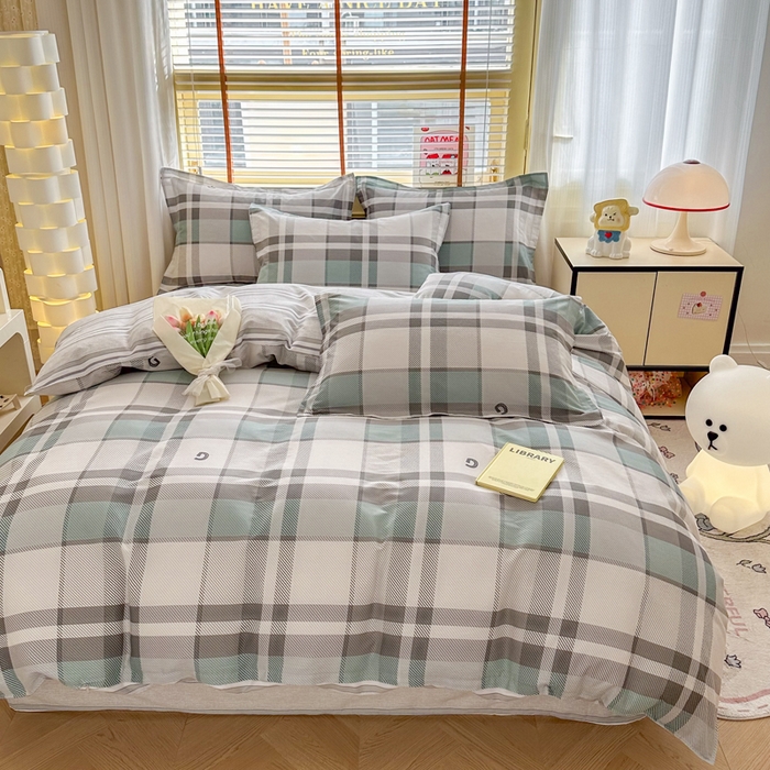 91家纺网 家纺一手货源 找家纺  （提供买家秀 爆款花型 不断货）2025新款单被套全棉印花单被套小清新简约系列单被套 街角咖啡-灰