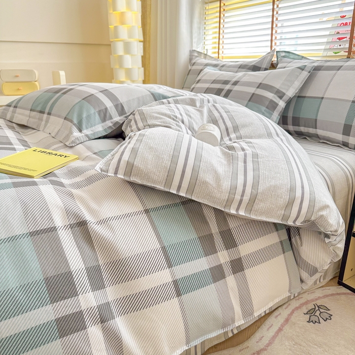 91家纺网 家纺一手货源 找家纺  （提供买家秀 爆款花型 不断货）2025新款单被套全棉印花单被套小清新简约系列单被套 街角咖啡-灰