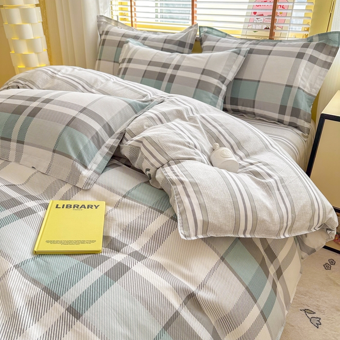 91家纺网 家纺一手货源 找家纺  （提供买家秀 爆款花型 不断货）2025新款单被套全棉印花单被套小清新简约系列单被套 街角咖啡-灰