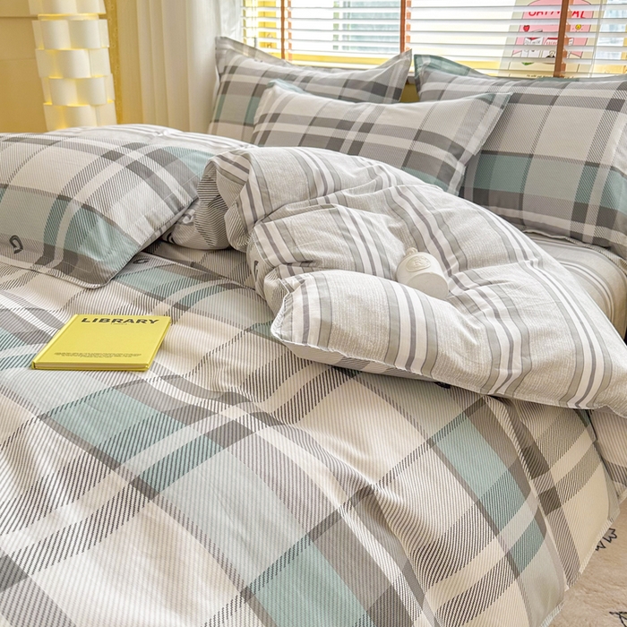 91家纺网 家纺一手货源 找家纺  （提供买家秀 爆款花型 不断货）2025新款单被套全棉印花单被套小清新简约系列单被套 街角咖啡-灰