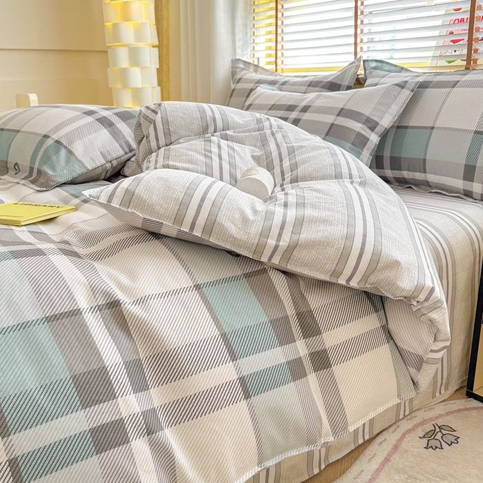 91家纺网 家纺一手货源 找家纺  （提供买家秀 爆款花型 不断货）2025新款单被套全棉印花单被套小清新简约系列单被套 街角咖啡-灰