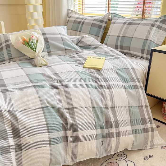 91家纺网 家纺一手货源 找家纺  （提供买家秀 爆款花型 不断货）2025新款单被套全棉印花单被套小清新简约系列单被套 街角咖啡-灰