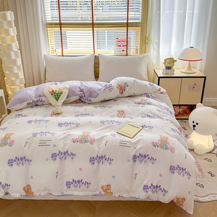 91家纺网 家纺一手货源 找家纺  （提供买家秀 爆款花型 不断货）2025新款单被套全棉印花单被套小清新简约系列单被套 可可熊