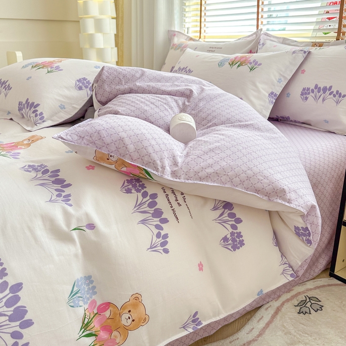 91家纺网 家纺一手货源 找家纺  （提供买家秀 爆款花型 不断货）2025新款单被套全棉印花单被套小清新简约系列单被套 可可熊