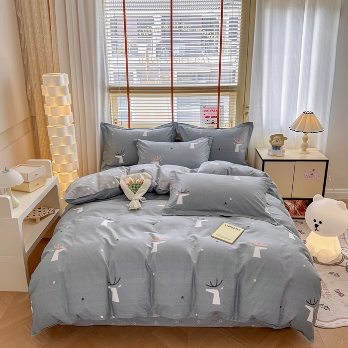 91家纺网 家纺一手货源 找家纺  （提供买家秀 爆款花型 不断货）2025新款单被套全棉印花单被套小清新简约系列单被套 林深有鹿