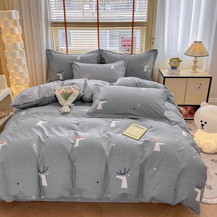 91家纺网 家纺一手货源 找家纺  （提供买家秀 爆款花型 不断货）2025新款单被套全棉印花单被套小清新简约系列单被套 林深有鹿