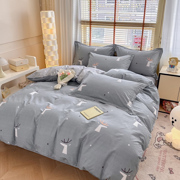 91家纺网 家纺一手货源 找家纺  （提供买家秀 爆款花型 不断货）2025新款单被套全棉印花单被套小清新简约系列单被套 林深有鹿