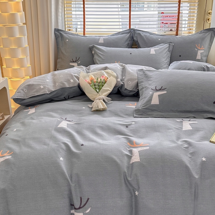 91家纺网 家纺一手货源 找家纺  （提供买家秀 爆款花型 不断货）2025新款单被套全棉印花单被套小清新简约系列单被套 林深有鹿