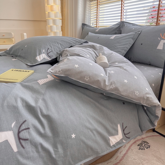 91家纺网 家纺一手货源 找家纺  （提供买家秀 爆款花型 不断货）2025新款单被套全棉印花单被套小清新简约系列单被套 林深有鹿