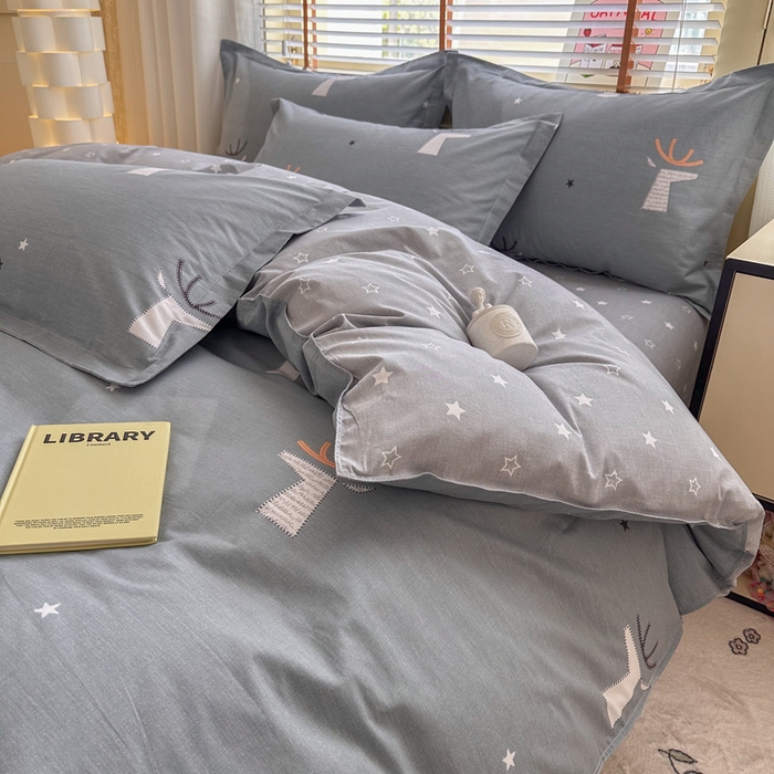 91家纺网 家纺一手货源 找家纺  （提供买家秀 爆款花型 不断货）2025新款单被套全棉印花单被套小清新简约系列单被套 林深有鹿