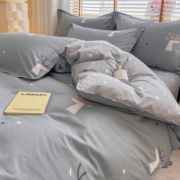 91家纺网 家纺一手货源 找家纺  （提供买家秀 爆款花型 不断货）2025新款单被套全棉印花单被套小清新简约系列单被套 林深有鹿