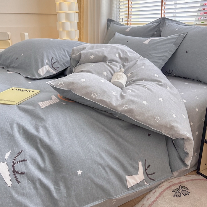 91家纺网 家纺一手货源 找家纺  （提供买家秀 爆款花型 不断货）2025新款单被套全棉印花单被套小清新简约系列单被套 林深有鹿