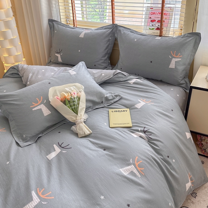 91家纺网 家纺一手货源 找家纺  （提供买家秀 爆款花型 不断货）2025新款单被套全棉印花单被套小清新简约系列单被套 林深有鹿