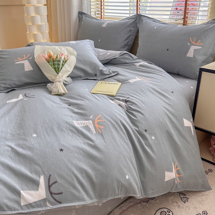 91家纺网 家纺一手货源 找家纺  （提供买家秀 爆款花型 不断货）2025新款单被套全棉印花单被套小清新简约系列单被套 林深有鹿