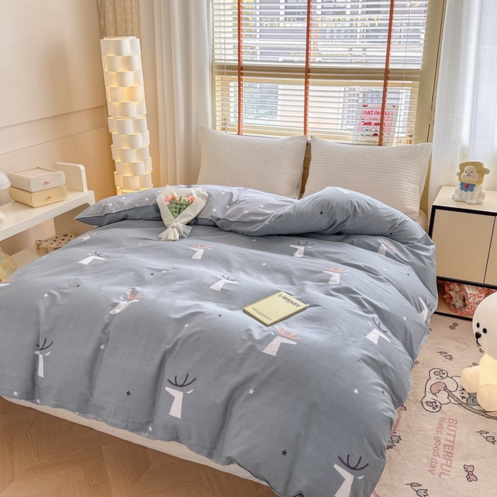 91家纺网 家纺一手货源 找家纺  （提供买家秀 爆款花型 不断货）2025新款单被套全棉印花单被套小清新简约系列单被套 林深有鹿