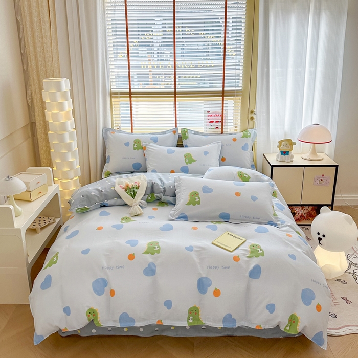 91家纺网 家纺一手货源 找家纺  （提供买家秀 爆款花型 不断货）2025新款单被套全棉印花单被套小清新简约系列单被套 萌恋小龙