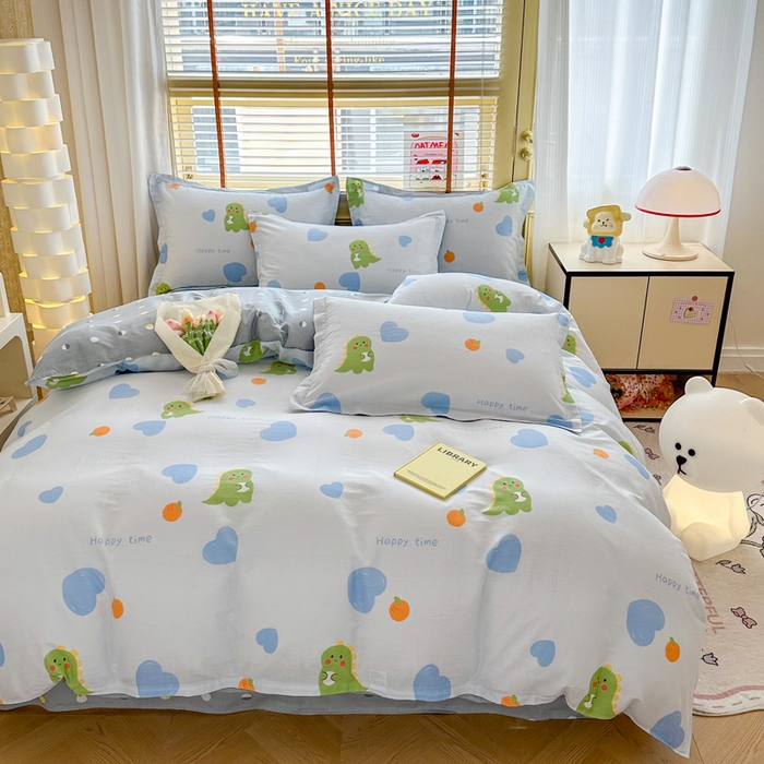 91家纺网 家纺一手货源 找家纺  （提供买家秀 爆款花型 不断货）2025新款单被套全棉印花单被套小清新简约系列单被套 萌恋小龙