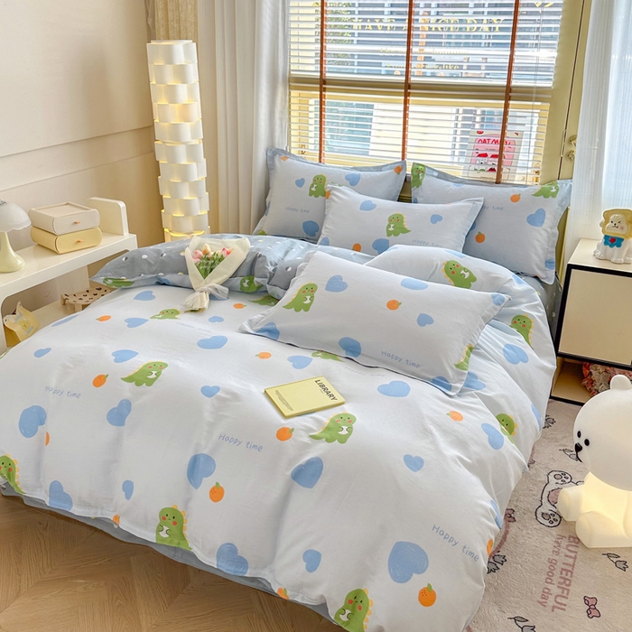 91家纺网 家纺一手货源 找家纺  （提供买家秀 爆款花型 不断货）2025新款单被套全棉印花单被套小清新简约系列单被套 萌恋小龙