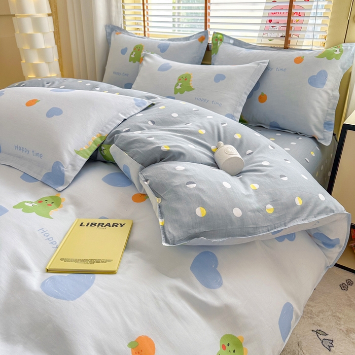 91家纺网 家纺一手货源 找家纺  （提供买家秀 爆款花型 不断货）2025新款单被套全棉印花单被套小清新简约系列单被套 萌恋小龙