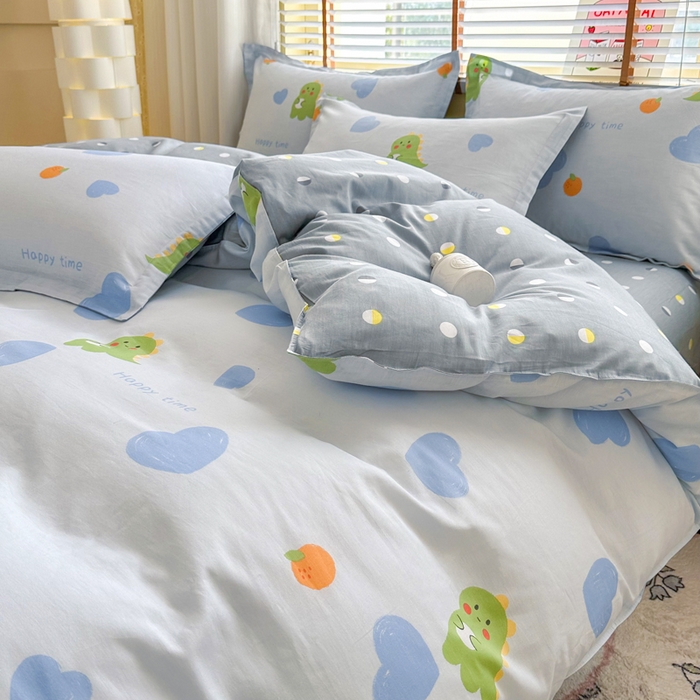 91家纺网 家纺一手货源 找家纺  （提供买家秀 爆款花型 不断货）2025新款单被套全棉印花单被套小清新简约系列单被套 萌恋小龙