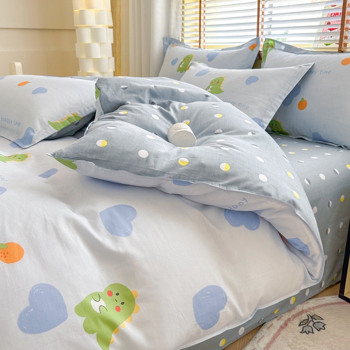 91家纺网 家纺一手货源 找家纺  （提供买家秀 爆款花型 不断货）2025新款单被套全棉印花单被套小清新简约系列单被套 萌恋小龙