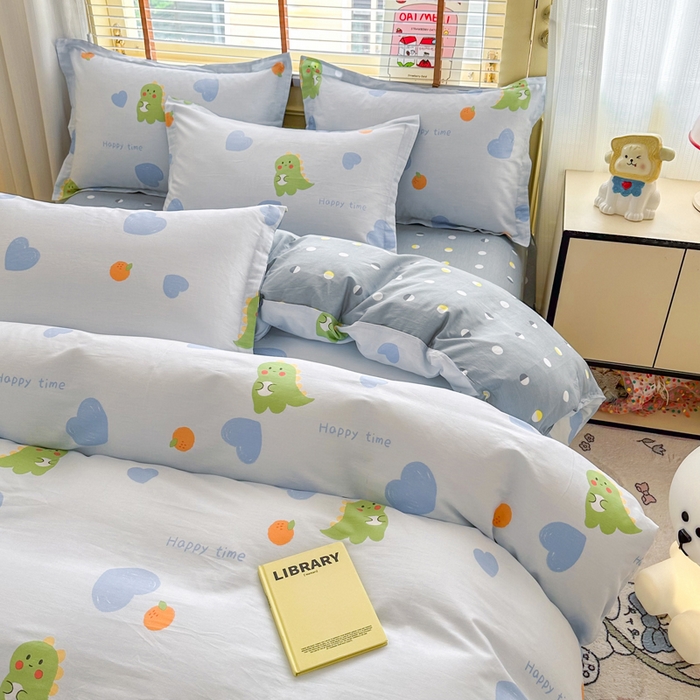 91家纺网 家纺一手货源 找家纺  （提供买家秀 爆款花型 不断货）2025新款单被套全棉印花单被套小清新简约系列单被套 萌恋小龙