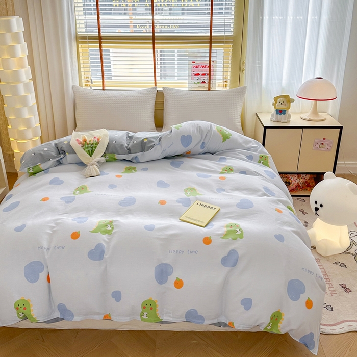 91家纺网 家纺一手货源 找家纺  （提供买家秀 爆款花型 不断货）2025新款单被套全棉印花单被套小清新简约系列单被套 萌恋小龙