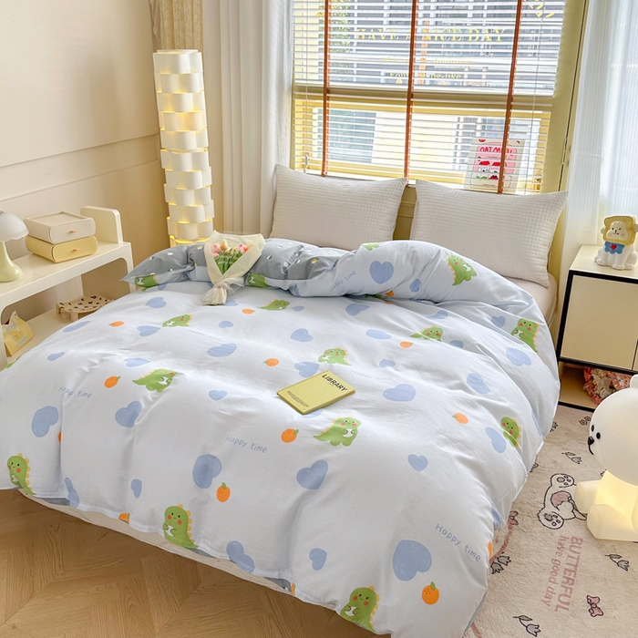 91家纺网 家纺一手货源 找家纺  （提供买家秀 爆款花型 不断货）2025新款单被套全棉印花单被套小清新简约系列单被套 萌恋小龙