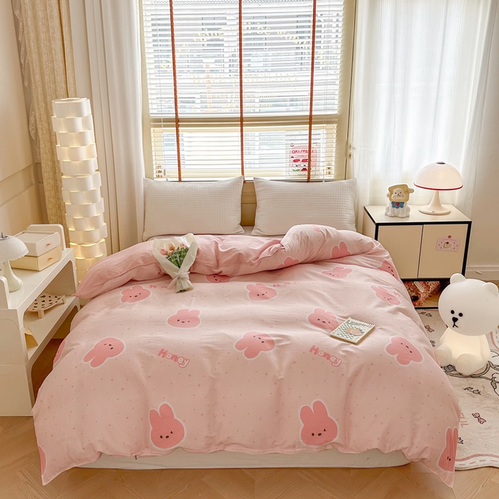 91家纺网 家纺一手货源 找家纺  （提供买家秀 爆款花型 不断货）2025新款单被套全棉印花单被套小清新简约系列单被套 米菲兔