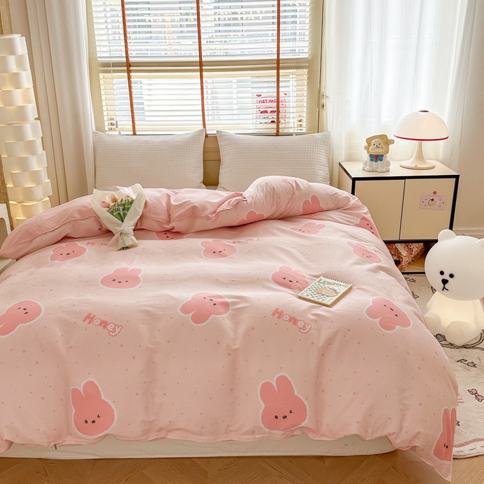 91家纺网 家纺一手货源 找家纺  （提供买家秀 爆款花型 不断货）2025新款单被套全棉印花单被套小清新简约系列单被套 米菲兔