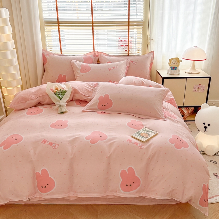 91家纺网 家纺一手货源 找家纺  （提供买家秀 爆款花型 不断货）2025新款单被套全棉印花单被套小清新简约系列单被套 米菲兔